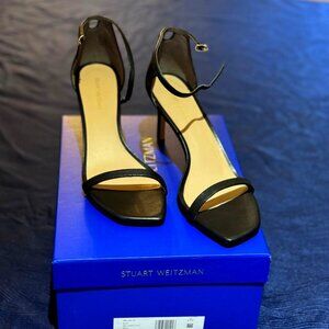 Stuart Weitzman Black Leather Strappy Sandals LIKE NEW size 8.5 Amelina 75
